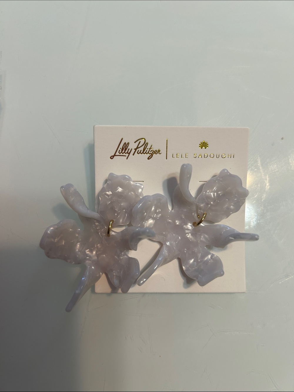 Lilly Pulitzer Lele Sadoughi Translucent resort white Floral Drop Earrings